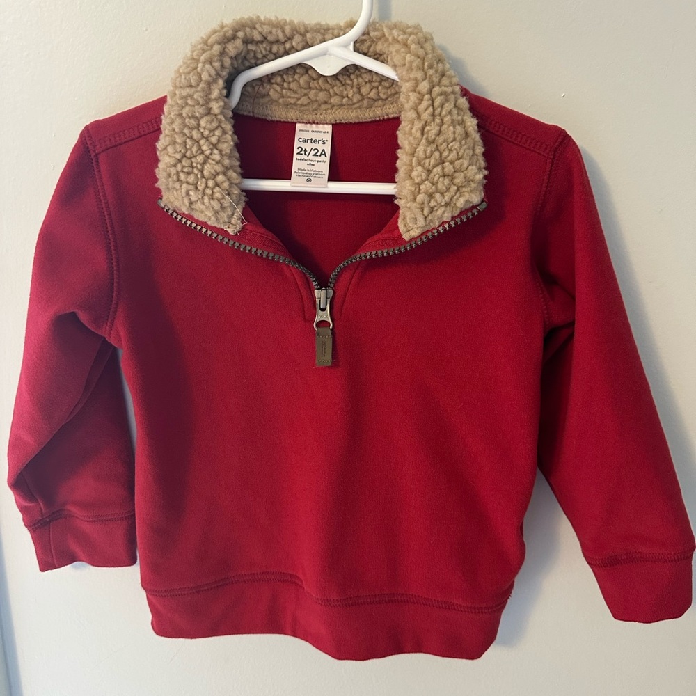 Carter's Cozy Red Sherpa-Collar Sweatshirt